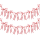 2 Strings of 16PCS Pink Bow Garlands Banner Decoration,Pre-Strung Satin Ribbon Ornaments for Birthday,Bachelorette Party,Bridal Shower, Wedding,Engagement,Baby Shower, Graduation Deco,Anniversary