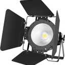 BETOPPER White Stage Par Lights w/Barndoor Professional 100W COB Spotlight Bright DJ Light Strobe Lighting for Church,Parties,Wedding,Therter,Live Events,Stage etc. (1)