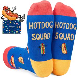 HAPPYPOP Food Socks for Men Women - Funny Burger Taco Gifts, Hot Dog Taco Socks