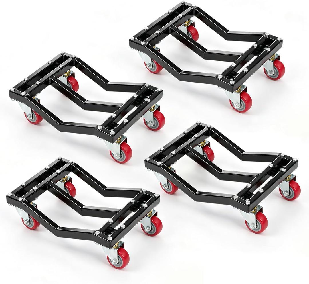 Car Wheel Dollies Set of 4, 6000 lbs Capacity Heavy Duty Wheel Dolly, High-Tensile Steel Construction for Moving Cars, SUVs, Trailers, Motorcycles & Boats 17.5 x 11.5inch