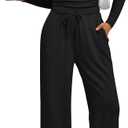 LILLUSORY 2 Piece Lounge Sets for Women Fall Outfits 2026 Two Piece Travel Sweatsuits Business Casual Fashion Clothes (Medium, Black)