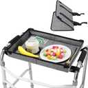 Rhino Valley Foldable Tray for Walker with Cup Holder, Walker Tray for Folding Walker, Walker Accessories for Elderly Rolling Walker Tray, Non-Slip Mobility Trays for Walkers for Seniors (Dark Gray)