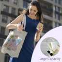 Chicimln Retro Coastal Beach Stamp Tote Bag, Ocean Nautical Lobster Canvas Tote Bags, Reading Lovers Gifts, Bookworm Gifts for Women Reusable Grocery Shopping Bags