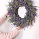 26'' Large Eucalyptus and Lavender Wreath for Front Door, Porch, Window- Artificial Eucalyptus Leaves with Lavender Wreath for Home, Farmhouse Wall Decor- Spring, Summer, Fall, All Seasons (Purple)