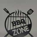 Funrous Metal BBQ Sign Outdoor Round Grill Zone Retro Barbecue Monogram Wall Decor Kitchen Hanging Grill Barbecue Sign for Backyard Patio Farmhouse Porch Deck Decorations