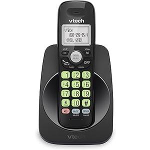 VTech Cordless Phone with DECT 6.0, FullDuplex Speakerphone, Lighted Display, Backlit Keypad, Caller ID/Call Waiting, Volume Control, Hearing Aid Compatible, Wall Mount | VG13111 (Black)