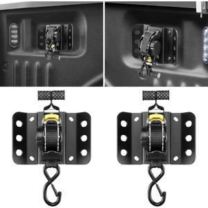 2PCS Retractable Tie Down Straps for 2015-2025 Ford F150, Retractable Ratchet Straps 10 Ft Self Retracting Tie Down with Boxlink Plates Mounted Brackets Bed Mount Heavy Duty Bolt on
