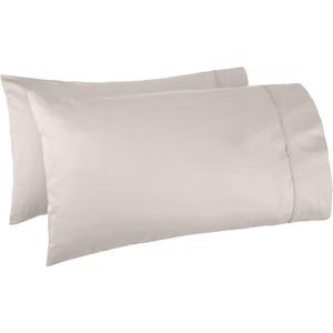 Amazon Basics 400 Thread Count Soft Luxury 100% Cotton Wrinkle Resistant Pillow Cases, Smooth Sateen, Machine Wash, King, Stone Gray, 40" x 20", Set of 2, Pillows Not Included