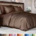 Duvet Cover Cal King Size - Extra Soft Cal King Size Duvet Cover - Lightweight & Breathable - Easy Care & Fade Free with Zipper Closures & Ties - 104" x 98" Inches - (Brown) Comforter Not Included