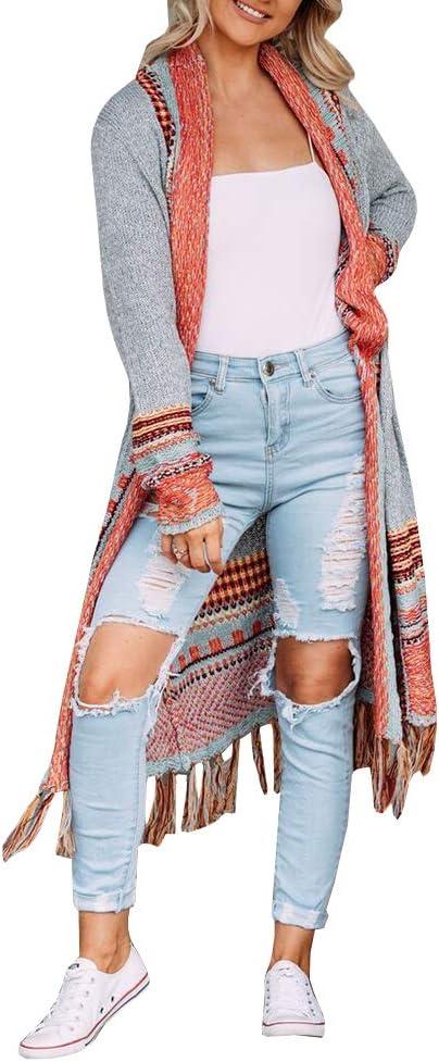 FERBIA Women Boho Cardigan Sweater Long Open Front Maxi Knit Sweaters Aztec Tribal Tassel Fringe Thin Coat (Small) FERBIA Women Boho Cardigan Sweater Long Open Front Maxi Knit Sweaters Aztec Tribal Tassel Fringe Thin Coat (Small)