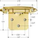 Ravinte 10 Pack (5 Pairs) 1/2" Overlay Cabinet Hinges, Self-Closing Semi-Concealed Face Mount, Satin Brass Decorative Hardware with Door Bumpers for Kitchen & Cupboard Doors, Gold