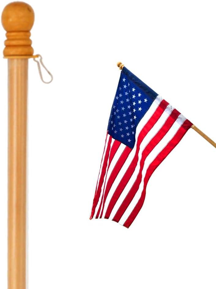 Anley 56" Pine Wooden House Flagpole - for Sleeve House Flags (28" x 40") - Wood Flag Pole with Tangle Free Design, Rotating Rings and Anti-Wrap Tube -Flag and Flagpole Holder NOT Included