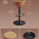 VASAGLE EKHO Collection - 360° Swivel Bar Stool, Height Adjustable Barstool with Storage, Synthetic Leather with Stitching, Mid-Century Modern, Kitchen Bar, Easy Assembly, Caramel Brown, 16.1"D x 16.1"W x 31.9"H