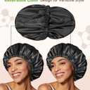10 x BONNET QUEEN Silk Bonnet for Sleeping Hyaluronic Acid Satin Bonnet, Double Layer Hair Wrap for Curly Hair Women Sleep Cap (Black)