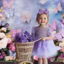 Kate Butterfly Floral Backdrop Colorful Flowers Background Wedding Birthday Spring Photography Studio Props 10x6.5ft
