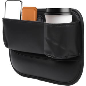 Car Seat Gap Filler with Pockets Leather Car Seat Organizer Automotive Accessories Front Seats Adjustable Gap Filler for Phones Glasses Keys Cards Black