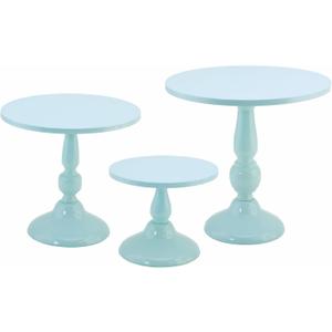 Set of 3 Blue Cake Stands, Metal Round Cake Holder Dessert Pie Pizza Display Stand 8" 10" 12" Serving Tray Decoration for Wedding Celebration Party Birthday Baby Shower