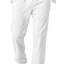 2 x Runcati Mens Casual Pants Drawstring Elastic Waist Lightweight Linen Pants Loose Fit Straight Legs Beach Trousers, (M, 2XL) (White)