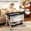 3 in 1Baby Bassinet Bedside Sleeper with Wheels, Breathable Mesh & Soft Mattress, 4 Adjustable Heights, Easy Fold, Crib