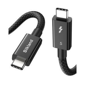 Silkland Intel Certified Thunderbolt 5 Cable 80Gbps, up to 120Gbps Bandwidth for 16K/Dual 8K, 240W, Prime Braided Thunderbolt Cable Compatible for Thunderbolt 4/3, USB4, USB C,SSD,MacBook M4 Pro,3.3FT