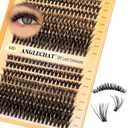 Lash Clusters WispyCluster Eyelash Extensions 320pcs Individual Natural Lashes 8-10-12-14-16mm Lash Extension D Curl DIY Thick False Eyelashes Fox Eye Soft Comfortable with Thin Band (Black-50D)