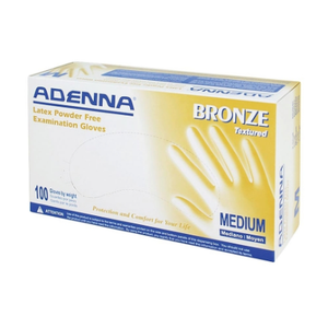 Adenna BRZ645 Bronze 5.5 mil Powder-Free Latex Gloves, Medical Grade, White, Medium, Box of 100