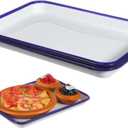 2Pcs Enamel Square Baking Pans 10.62X7.48X0.98In Multi-Functional Oven Pan Set for Pie Pizza Bread Baking and Roasting Kitchen Cookware