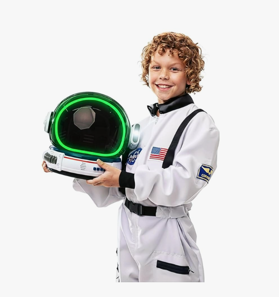 Astronaut Costume for Kids with Helmet, Halloween Costumes for kids Nasa Astronaut Helmet Suit with Movable Visor size (L)