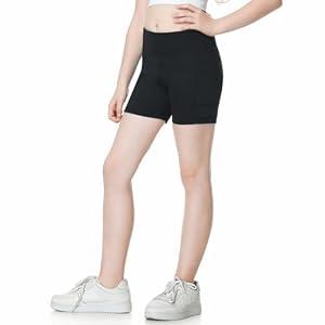 B&GCozy Girls Volleyball Shorts with Pocket Stretch Youth Athletic Biker Shorts Medium