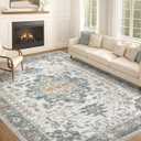 EIEIHOUSE Washable Area Rugs for Living Room -10x12 Neutral Vintage Distressed Floral Farmhouse Boho Large Soft Floor Rug Indoor Non Slip Carpet for Living Room Bedroom Dining Room Office -Green/Grey