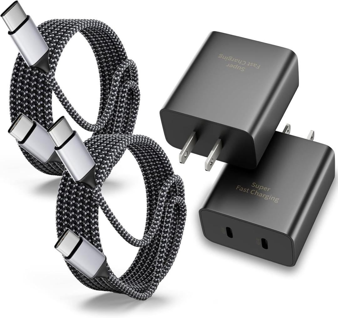 45W Charger iPhone 17 16 Pro Max,Long 6FT Dual Port Phone Charger USB C Super Fast Charge Block Fast Charging 6Foot USBC to C Nylon Braided Cable for iPhone 17/17 Air/16/16e/16 Pro/15 Pro/15 Plus/iPad