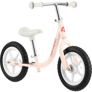 Retrospec Cub Toddler 12" Balance Bike, 18 Months - 3 Years Old, No Pedal Beginner Kids Bicycle for Girls & Boys, Flat-Free Tires, Adjustable Seat, & Durable Frame (Blush)
