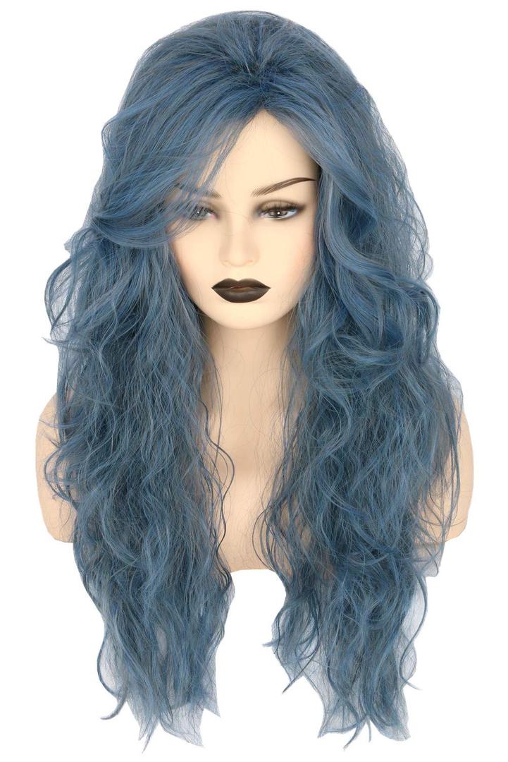 Topcosplay Women Wigs Wicth Ghost Wig Afro Blue Grey Long Cosplay Halloween Costume Party Wig