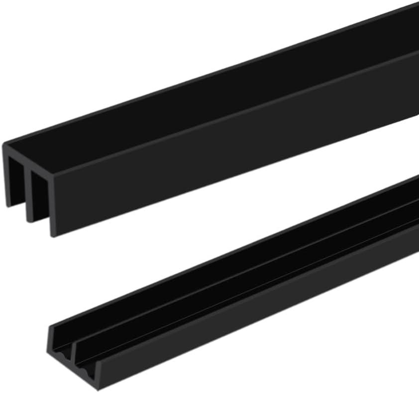 Sliding Door Track, Fit 1/4" Thick Panels, U Channel Rubber for Sliding Cabinet/Closet Door Track, Black, 4Feet, Fit 1/4" Thick Panels/Glass
