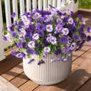 INQCMY Fake Artificial Pansy Flowers for Outdoor, Faux Silk Pansies Flower 12 Pcs Spring Summer Decoration, UV Resistant Fake Plants for Outside Planter Porch Yard Patio Home Decor(Double Purple)
