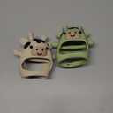 TOHIBEE 2 Packs Baby Teething Toys for 0-6 6-12 Months, Food Grade Silicone Adjustable Cow Teething Mitten, Chew Teether Toys for Teething Pain Relief, Baby and Newborn Essentials, Green & Beige