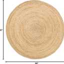 HOMEMONDE Handwoven Jute Area Rug - 5 feet Round Natural Yarn Loom Braided Rug - Eco-Friendly Boho Farmhouse Reversible Design for Bedroom, Living Room, and Kitchen