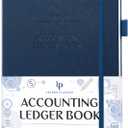 Legend Accounting Ledger Book  Hardcover Bookkeeping Log for Small Business & Personal Use  Columnar Book  Money Expense Journal  Large Format 7x10 (Dark Blue, Smaller Than A4 (7x10''))