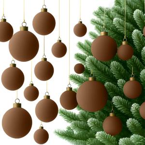 36 Pcs Brown Velvet Christmas Balls Bulk - 2.36", 2.76", 3.15" Flocked Christmas Tree Ball Ornaments Hanging Decoration for Xmas Tree, Wreath, Home or Party Decorations