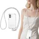 VOFUOE Phone Lanyard, Crossbody Phone Strap Bling Diamond Shining Universal Cell Phone Neck lanyard Chain with Tether Tabs Metal Buckles for All Phones for Travel -Silver