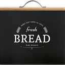 Extra Large Black Farmhouse Bread Box for Kitchen Countertop - Breadbox Holder Fits 2+ Loaves - Bread Storage Container Bin - Rustic Bread Keeper Vintage Metal Kitchen Decor (Black with Wood Lid)