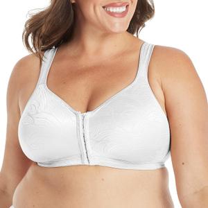 PLAYTEX Women's Wireless Bra, 18 Hour Plus-Size Bras, Front Close, Extra Back Support, E525, Single or 2-Pack (38B, White)