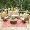 OTOSTAR Outdoor Waterproof Throw Pillow Covers 16x16 Inch Set of 4 Boho Farmhouse Outdoor Cushion Covers for Patio Funiture GardenGeometry80-Yellow