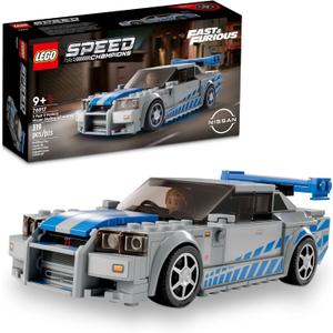 LEGO Speed Champions 2 Fast 2 Furious Nissan Skyline GT-R (R34), Race Car Toy Model Building Kit, Collectible with Racer Minifigure, 2023 Set for Kids, Boys and Girls Ages 9 and Up 76917