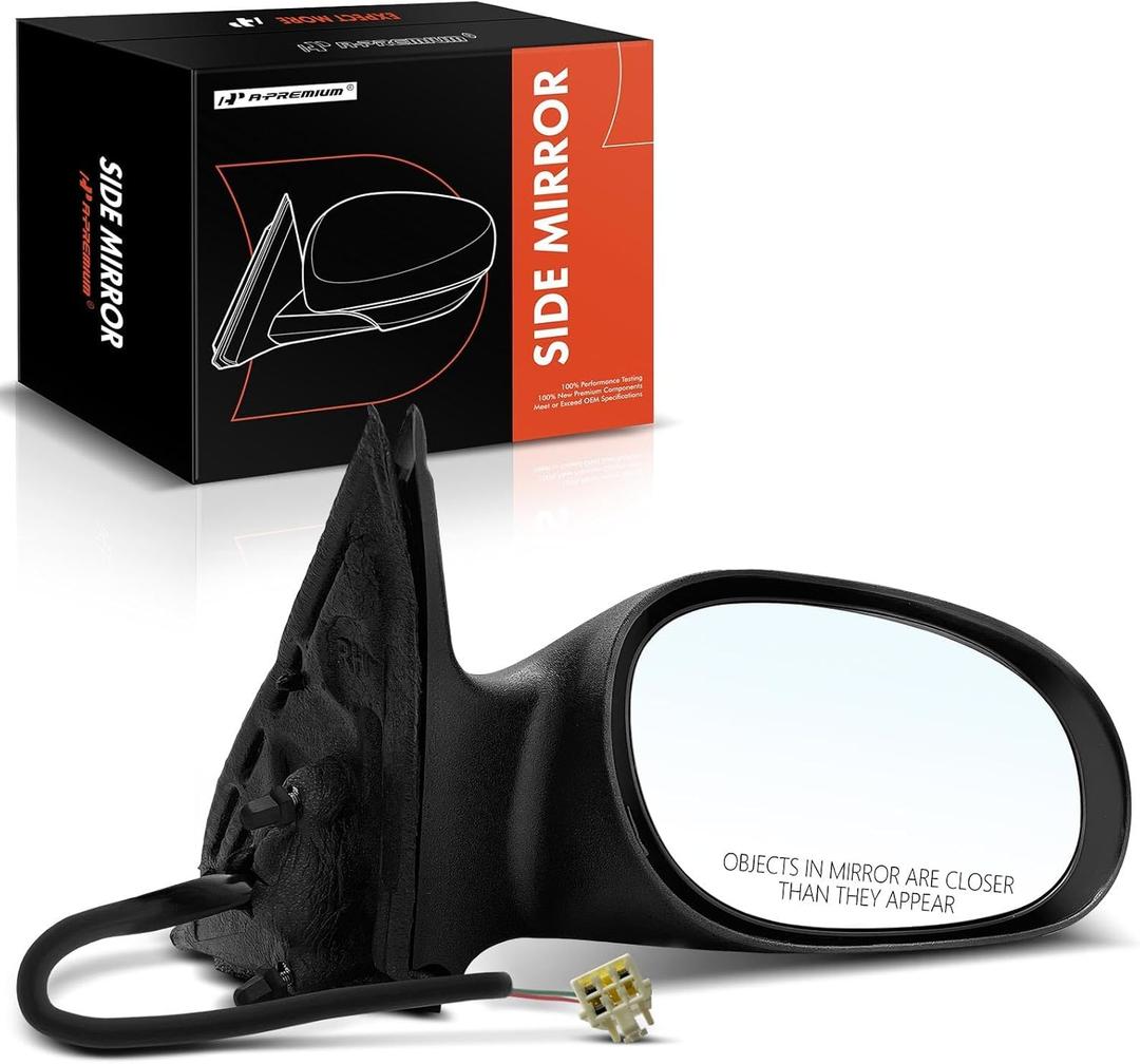 A-Premium Passenger Side Power Door Mirror - Compatible with Chrysler Sebring & Dodge Stratus, 2001-2006 - Non-Heated Non-Folding Outside Rear View Mirror Textured Black
