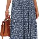PRETTYGARDEN Women's 2026 Summer Casual Flutter Short Sleeve Boho Floral Maxi Dress Crew Neck Smocked Tiered Long Dresses L