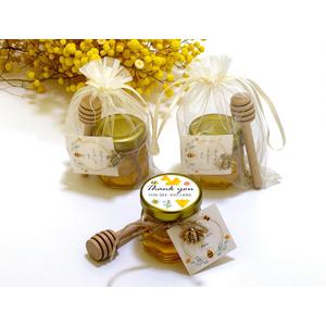 Adabocute 15  Pack Mini Honey Jars with Dipper - Perfect for Baby Shower Favors and Wedding Favors - Includes Bee Pendants Tags and Jute Bags - Gold Lid