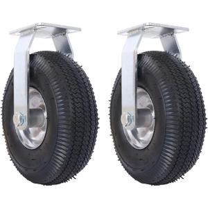 10 Inch Pneumatic Casters Set of 4 (2 Swivel/2 Rigid),Heavy Duty Casters,Tolerable 1300 LBS,Rubber Knobby Tread for Workbench, Cart, Trolley,Wagon and Shelves