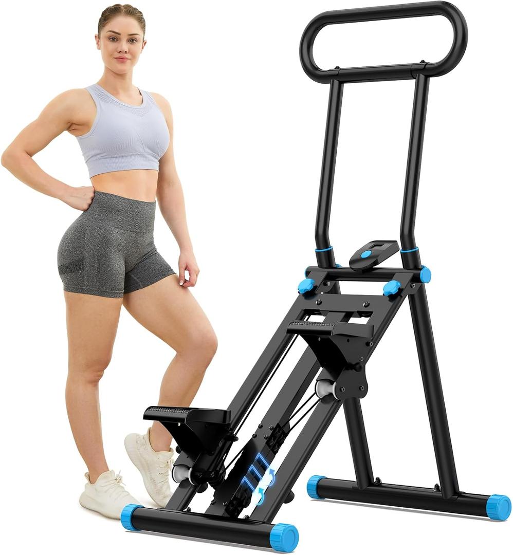 HXD-ERGO Stair Stepper for Home, New Version 6 Adjustable Resistance Vertical Climber Cardio Exercise Machine, Folding Stair Climber for Full Body Workout with Adjustable Handlebar