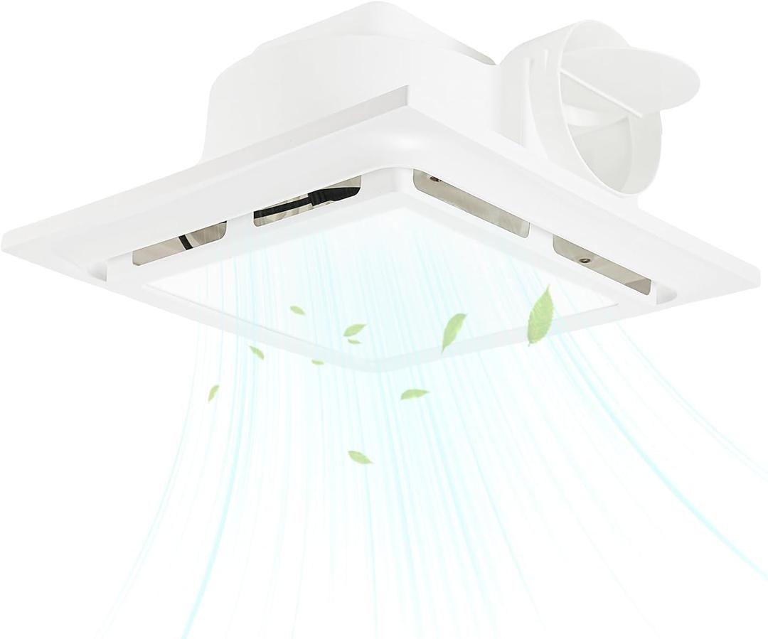 Bathroom Exhaust Fan with Light 125 CFM, 9.5" Panel, 0.7 Sone Low NoiseCutout Size 8"x8"Duct 4 Inch Quiet Bath Ceiling Vent Fan Combo with 6500K 1200LM LED Light, for Bathroom, Laundry, Shower